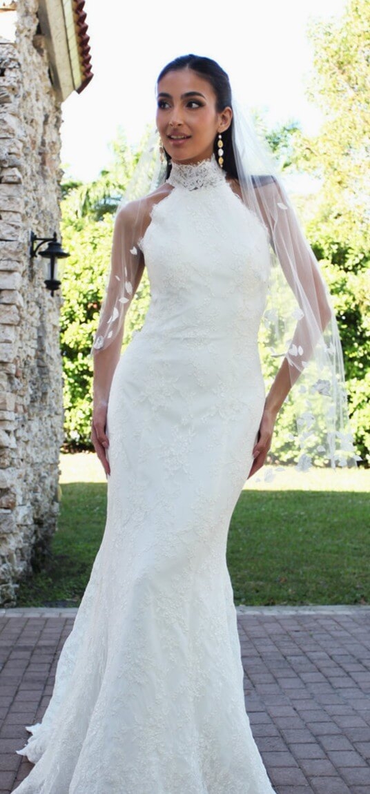 Model wearing a gown by Robert Bullock